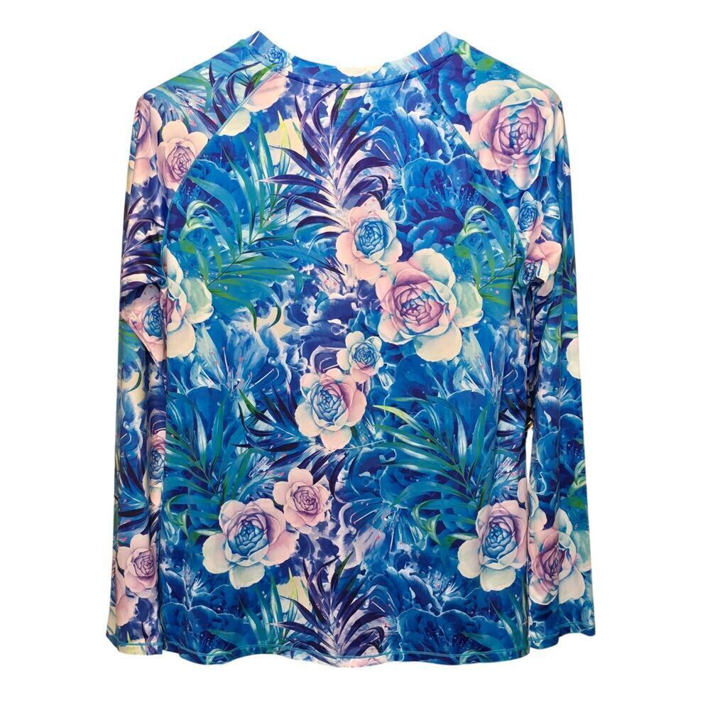 Reel Legends Top Womens Large Multicolor Floral Print Long Sleeve Lightweight - Picture 2 of 6